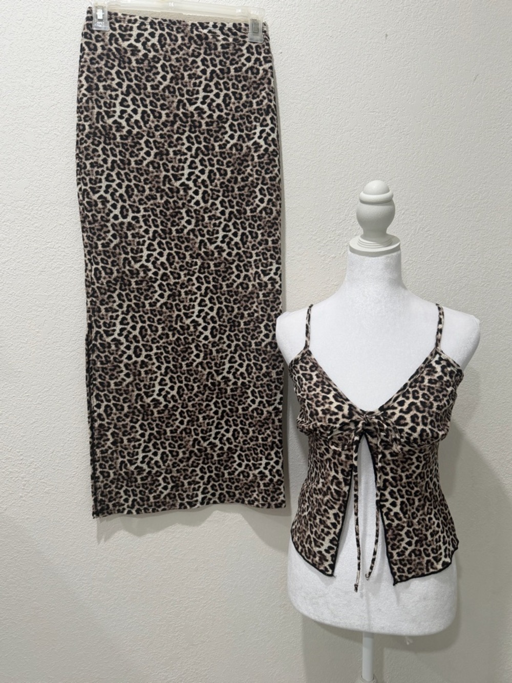 See You Monday Leopard-Print Midi Set in Black and Brown